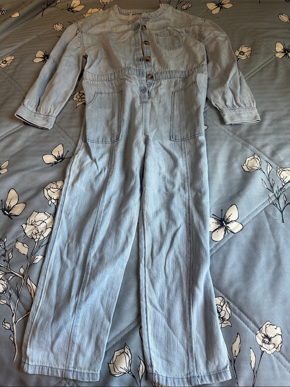Light Blue Denim Jumpsuit - Casual Long Sleeve old navy girls